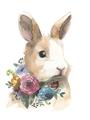 Picture of Sweet Floral Bunny I _GroupedProduct_Rectangle_Portrait_Unframed_Print_Only_