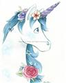 Picture of Blue Unicorn _GroupedProduct_Rectangle_Portrait_Unframed_Print_Only_