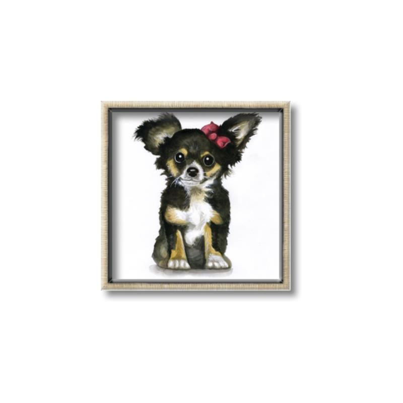 Picture of Pink Bow Chihuahua  _GroupedProduct_Square_Mini_ _GroupedProduct_Square_Canvas_Framed_