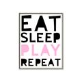 Picture of Eat Sleep Play Repeat Pink _GroupedProduct_Rectangle_Portrait_Mini_ _GroupedProduct_Rectangle_Portrait_Canvas_Framed_