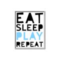 Picture of Eat Sleep Play Repeat Blue _GroupedProduct_Rectangle_Portrait_Mini_ _GroupedProduct_Rectangle_Portrait_Canvas_Framed_