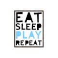 Picture of Eat Sleep Play Repeat Blue _GroupedProduct_Rectangle_Portrait_Mini_ _GroupedProduct_Rectangle_Portrait_Canvas_Framed_
