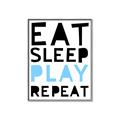 Picture of Eat Sleep Play Repeat Blue _GroupedProduct_Rectangle_Portrait_Mini_ _GroupedProduct_Rectangle_Portrait_Canvas_Framed_