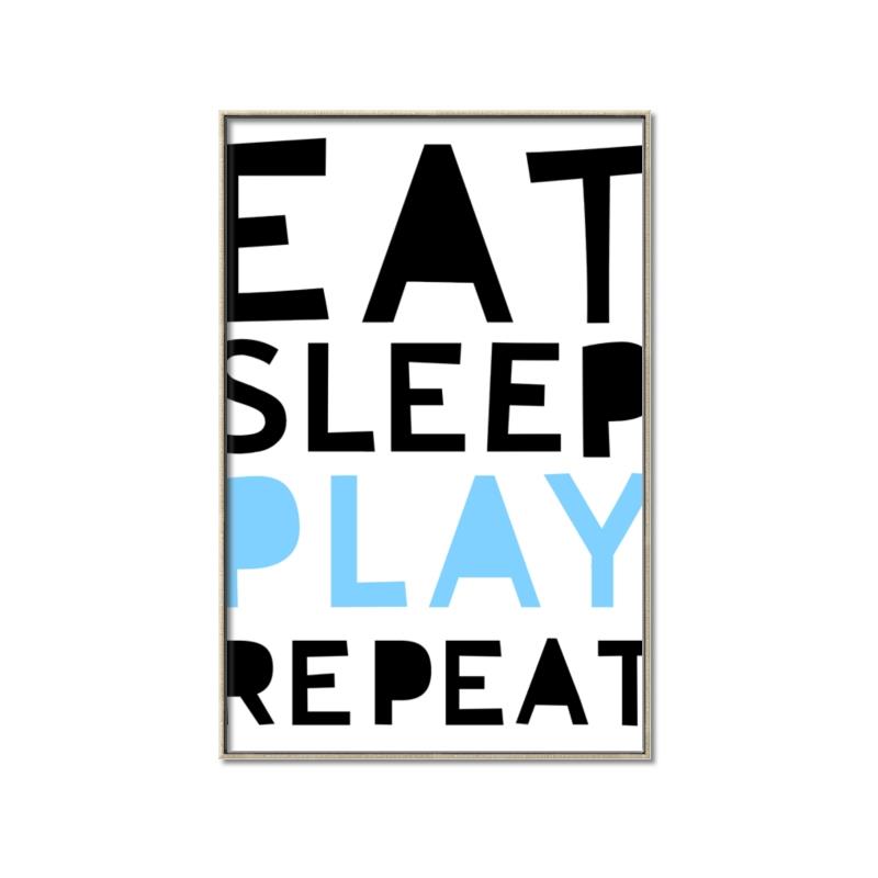 Picture of Eat Sleep Play Repeat Blue _GroupedProduct_Rectangle_Portrait_Mini_ _GroupedProduct_Rectangle_Portrait_Canvas_Framed_