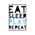 Picture of Eat Sleep Play Repeat Blue _GroupedProduct_Rectangle_Portrait_Mini_ _GroupedProduct_Rectangle_Portrait_Canvas_Framed_