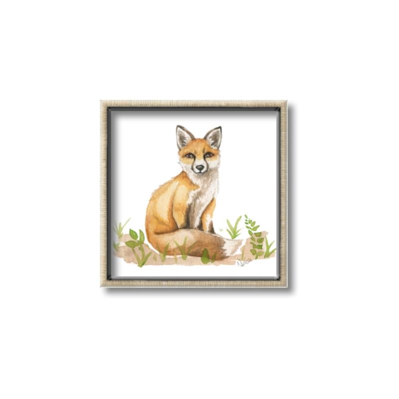 Picture of Fox in grass _GroupedProduct_Square_Mini_ _GroupedProduct_Square_Canvas_Framed_