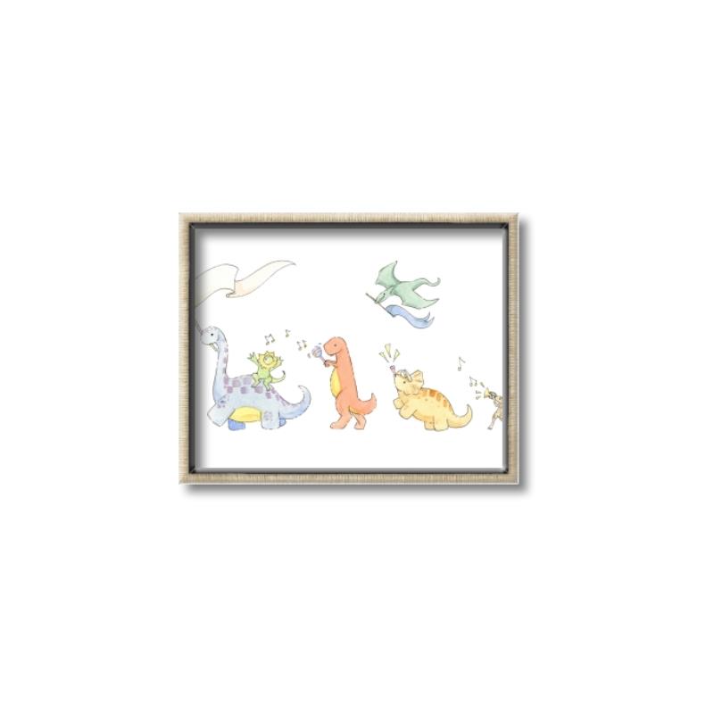 Picture of Dino Parade I _GroupedProduct_Rectangle_Landscape_Mini_ _GroupedProduct_Rectangle_Landscape_Canvas_Framed_