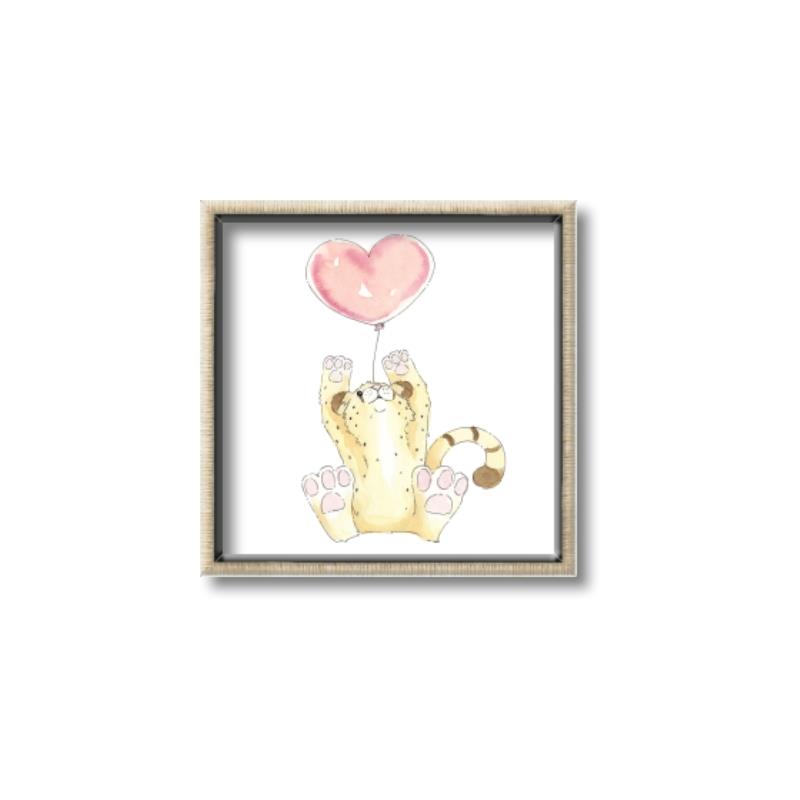 Picture of Heart Balloon Cheetah _GroupedProduct_Square_Mini_ _GroupedProduct_Square_Canvas_Framed_