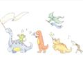 Picture of Dino Parade I _GroupedProduct_Rectangle_Landscape_Mini_ _GroupedProduct_Rectangle_Landscape_Unframed_Print_Only_