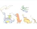 Picture of Dino Parade I _GroupedProduct_Rectangle_Landscape_Mini_ _GroupedProduct_Rectangle_Landscape_Unframed_Print_Only_