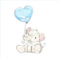 Picture of Heart Balloon Elephant _GroupedProduct_Square_Mini_ _GroupedProduct_Square_Unframed_Print_Only_