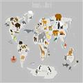 Picture of Animals Map Grey _GroupedProduct_Rectangle_Landscape_Unframed_Print_Only_