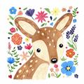 Picture of In the Garden Deer _GroupedProduct_Square_Mini_ _GroupedProduct_Square_Unframed_Print_Only_