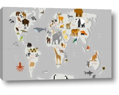 Picture of Animals Map Grey