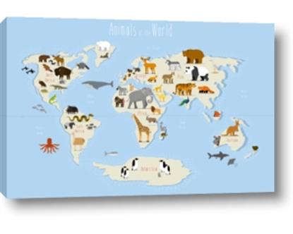 Picture of Animals Map Light Blue