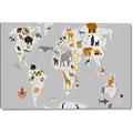 Picture of Animals Map Grey _GroupedProduct_Rectangle_Landscape_Canvas_