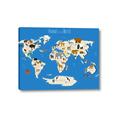 Picture of Animals Map Blue _GroupedProduct_Rectangle_Landscape_Canvas_