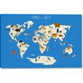Picture of Animals Map Blue _GroupedProduct_Rectangle_Landscape_Canvas_