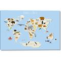 Picture of Animals Map Light Blue _GroupedProduct_Rectangle_Landscape_Canvas_