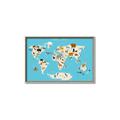 Picture of Animals Map of the World _GroupedProduct_Rectangle_Landscape_Canvas_Framed_