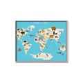 Picture of Animals Map of the World _GroupedProduct_Rectangle_Landscape_Canvas_Framed_