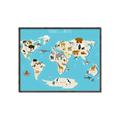 Picture of Animals Map of the World _GroupedProduct_Rectangle_Landscape_Canvas_Framed_