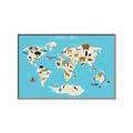 Picture of Animals Map of the World _GroupedProduct_Rectangle_Landscape_Canvas_Framed_