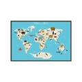 Picture of Animals Map of the World _GroupedProduct_Rectangle_Landscape_Canvas_Framed_