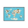 Picture of Animals Map of the World _GroupedProduct_Rectangle_Landscape_Canvas_Framed_