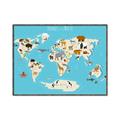 Picture of Animals Map of the World _GroupedProduct_Rectangle_Landscape_Canvas_Framed_