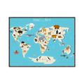 Picture of Animals Map of the World _GroupedProduct_Rectangle_Landscape_Canvas_Framed_