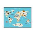 Picture of Animals Map of the World _GroupedProduct_Rectangle_Landscape_Canvas_Framed_