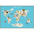 Picture of Animals Map of the World _GroupedProduct_Rectangle_Landscape_Canvas_Framed_