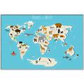 Picture of Animals Map of the World _GroupedProduct_Rectangle_Landscape_Canvas_Framed_