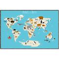 Picture of Animals Map of the World _GroupedProduct_Rectangle_Landscape_Canvas_Framed_
