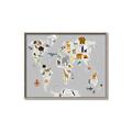 Picture of Animals Map Grey _GroupedProduct_Rectangle_Landscape_Canvas_Framed_