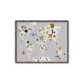 Picture of Animals Map Grey _GroupedProduct_Rectangle_Landscape_Canvas_Framed_