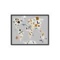 Picture of Animals Map Grey _GroupedProduct_Rectangle_Landscape_Canvas_Framed_