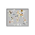 Picture of Animals Map Grey _GroupedProduct_Rectangle_Landscape_Canvas_Framed_