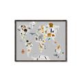 Picture of Animals Map Grey _GroupedProduct_Rectangle_Landscape_Canvas_Framed_