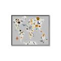 Picture of Animals Map Grey _GroupedProduct_Rectangle_Landscape_Canvas_Framed_