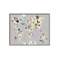 Picture of Animals Map Grey _GroupedProduct_Rectangle_Landscape_Canvas_Framed_