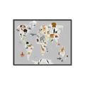 Picture of Animals Map Grey _GroupedProduct_Rectangle_Landscape_Canvas_Framed_