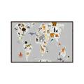 Picture of Animals Map Grey _GroupedProduct_Rectangle_Landscape_Canvas_Framed_