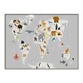 Picture of Animals Map Grey _GroupedProduct_Rectangle_Landscape_Canvas_Framed_
