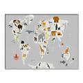 Picture of Animals Map Grey _GroupedProduct_Rectangle_Landscape_Canvas_Framed_