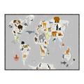 Picture of Animals Map Grey _GroupedProduct_Rectangle_Landscape_Canvas_Framed_
