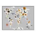 Picture of Animals Map Grey _GroupedProduct_Rectangle_Landscape_Canvas_Framed_