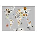 Picture of Animals Map Grey _GroupedProduct_Rectangle_Landscape_Canvas_Framed_