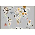 Picture of Animals Map Grey _GroupedProduct_Rectangle_Landscape_Canvas_Framed_